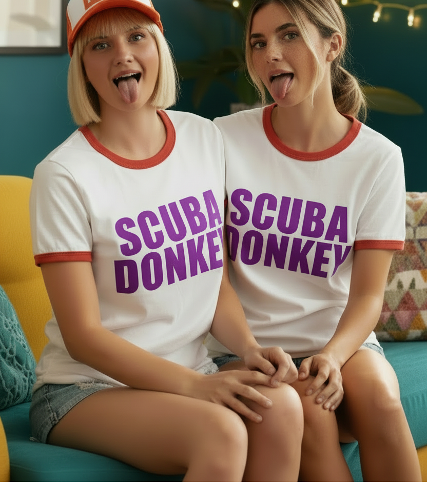 scuba donkey penny tee  t-shirt by FubarShirts.com. Free Shipping. unisex. 