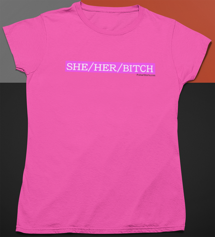 SHE HER BITCH Pronoun Shirt | Womens funny pronouns t-shirt